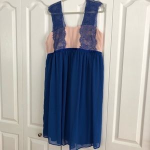 NWT blue and beige with lace maternity dress